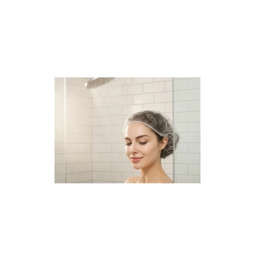 100 Disposable Shower Caps for Women's & Men's 100 pcs 20.5 Inch Large Clear